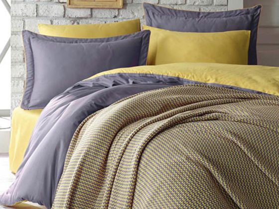 Tuana Double Duvet Covered Blanket Set Yellow