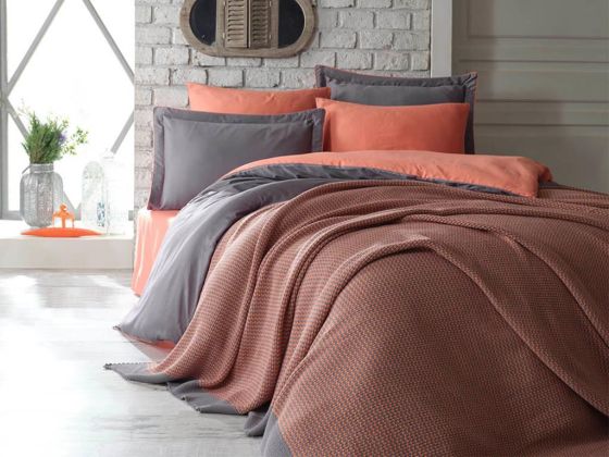 Tuana Double Duvet Covered Blanket Set Orange