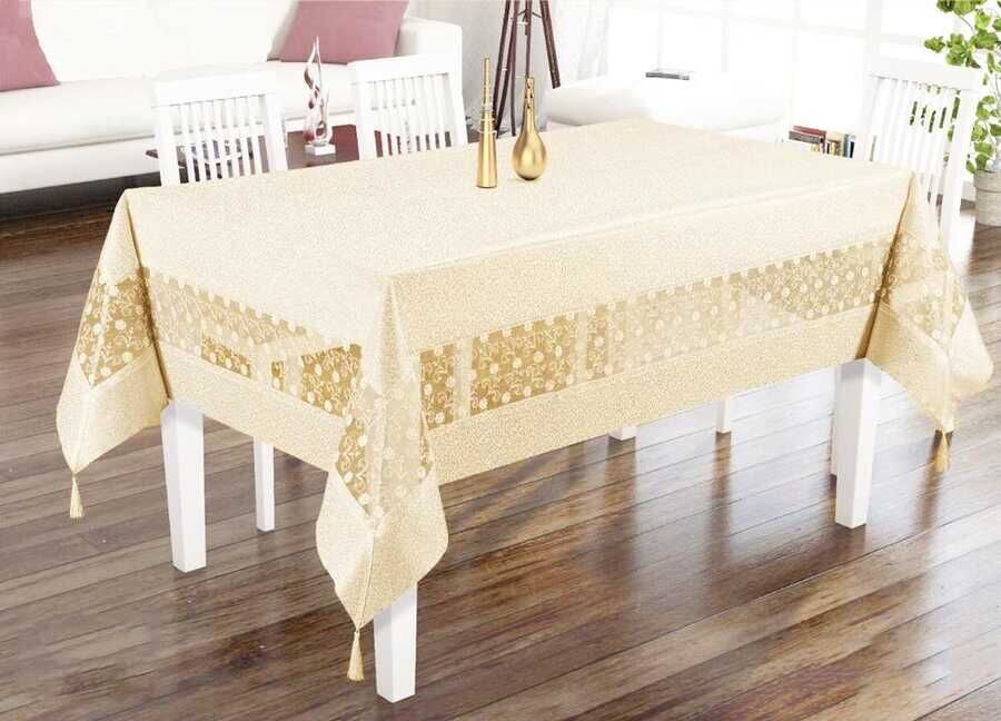 
Tuana Kdk Lux Intermediate Laced Rectangular Table Cloth Cappucino