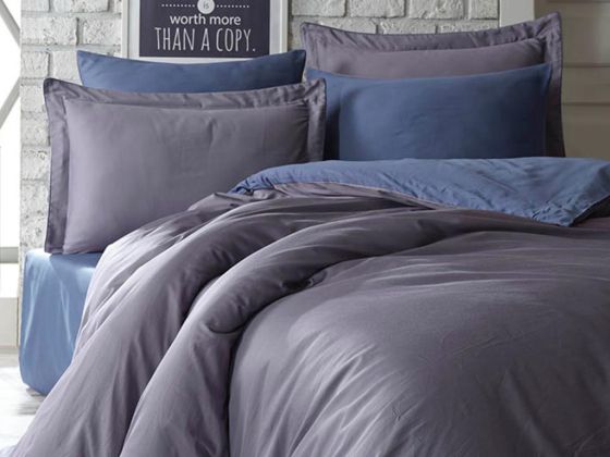 Tuana Cotton Satin Duvet Cover Set Blue