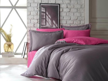 Tuana Cotton Satin Duvet Cover Set Fuchsia - Thumbnail