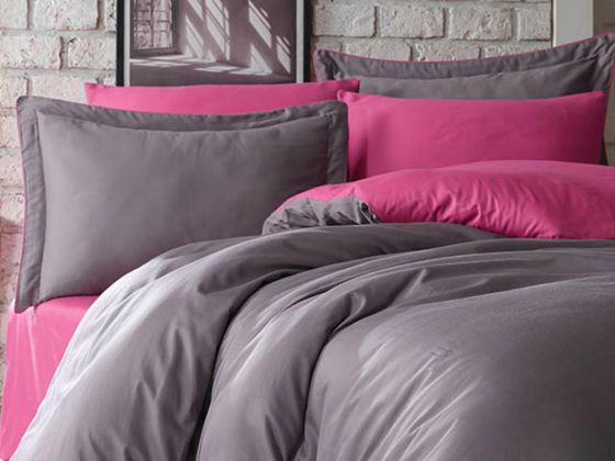 Tuana Cotton Satin Duvet Cover Set Fuchsia