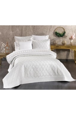 Valentina Bridal Set, Bedspred 250x260, Duvet Cover 200x220, Sheet 240x260, Pillowcase, Double Size Gray - Thumbnail