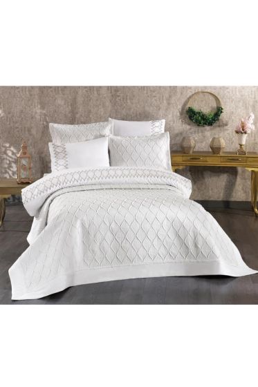 Valentina Bridal Set, Bedspred 250x260, Duvet Cover 200x220, Sheet 240x260, Pillowcase, Double Size Gray