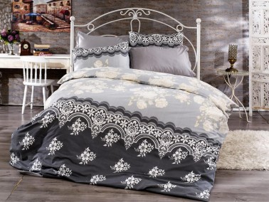 Çeyiz Diyarı - Valeri Single Duvet Cover Set Gray Çeyiz Diyarı - Valeri Single Duvet Cover Set Gray