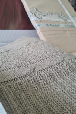 Valeria Cotton Duvet Cover Set with Blanket, Duvet Cover 200x220, Bedsheet 240x250, Blanket 220x220 Full Size, Double Brown - Thumbnail