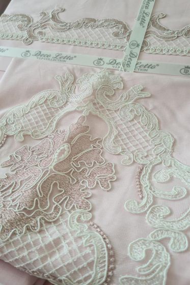 Valeria Cotton Duvet Cover Set with Blanket, Duvet Cover 200x220, Bedsheet 240x250, Blanket 220x220 Full Size, Double Pink