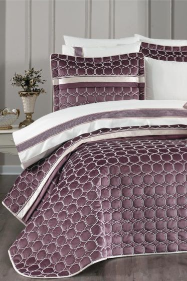 Valeron Bridal Set 10 pcs, Bedspread 250x260, Sheet 240x260, Duvet Cover 200x220 with Pillowcase, Double Size, Full Bed, Rose