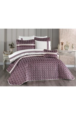 Valeron Bridal Set 10 pcs, Bedspread 250x260, Sheet 240x260, Duvet Cover 200x220 with Pillowcase, Double Size, Full Bed, Rose - Thumbnail