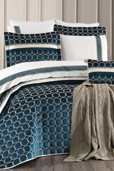 Valeron Bridal Set 11 pcs, Bedspread 250x260, Sheet 240x260, Duvet Cover 200x220, Blanket 220x240, Double Size, Full Bed, Green