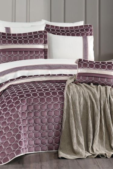 Valeron Bridal Set 11 pcs, Bedspread 250x260, Sheet 240x260, Duvet Cover 200x220, Blanket 220x240, Double Size, Full Bed, Rose