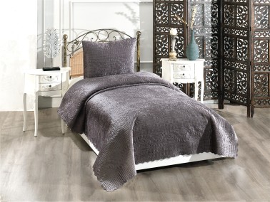 Çeyiz Diyarı - Velica Velvet Bedspread Set 2pcs, Coverlet 180x230, Pillowcase 50x70, Single Size, Queen, Anthracite Çeyiz Diyarı - Velica Velvet Bedspread Set 2pcs, Coverlet 180x230, Pillowcase 50x70, Single Size, Queen, Anthracite