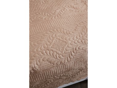 Velica Velvet Bedspread Set 2pcs, Coverlet 180x230, Pillowcase 50x70, Single Size, Queen, Cappucino - Thumbnail