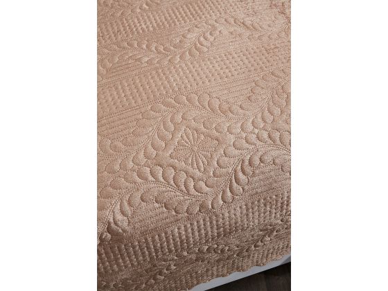 Velica Velvet Bedspread Set 2pcs, Coverlet 180x230, Pillowcase 50x70, Single Size, Queen, Cappucino