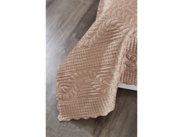 Velica Velvet Bedspread Set 2pcs, Coverlet 180x230, Pillowcase 50x70, Single Size, Queen, Cappucino - Thumbnail