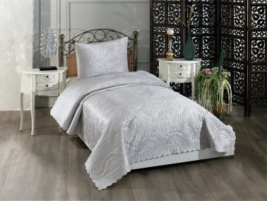 Çeyiz Diyarı - Velica Velvet Bedspread Set 2pcs, Coverlet 180x230, Pillowcase 50x70, Single Size, Queen, Grey Çeyiz Diyarı - Velica Velvet Bedspread Set 2pcs, Coverlet 180x230, Pillowcase 50x70, Single Size, Queen, Grey