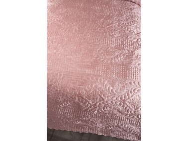 Velica Velvet Bedspread Set 2pcs, Coverlet 180x230, Pillowcase 50x70, Single Size, Queen, Pink - Thumbnail