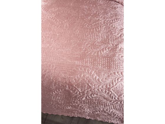 Velica Velvet Bedspread Set 2pcs, Coverlet 180x230, Pillowcase 50x70, Single Size, Queen, Pink