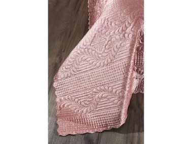 Velica Velvet Bedspread Set 2pcs, Coverlet 180x230, Pillowcase 50x70, Single Size, Queen, Pink - Thumbnail