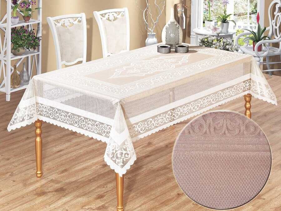 Dowry World - Venessi Knitted Panel Pattern Tablecloth Powder Dowry World - Venessi Knitted Panel Pattern Tablecloth Powder