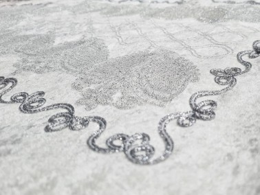 Verna Embroidered Velvet Prayer Rug 65x125 cm Cream - Thumbnail