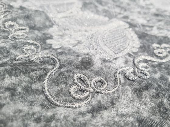 Verna Embroidered Velvet Prayer Rug 65x125 cm Grey
