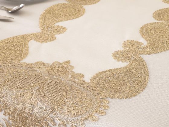 Verna Table Cloth 160x260 Cm 26 Pieces - Cream Gold