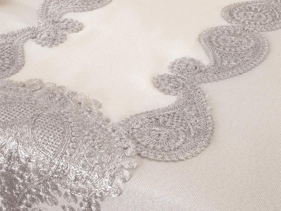 Verna Table Cloth 160x260 Cm 26 Pieces - Cream Silver