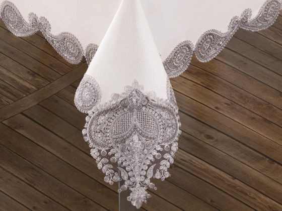 Verna Table Cloth 160x260 Cm 26 Pieces - Cream Silver