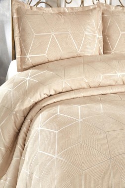 Verona Bedspread Set 3pcs, Coverlet 240x260, Pillowcase 50x70, Double Size, Beige - Thumbnail