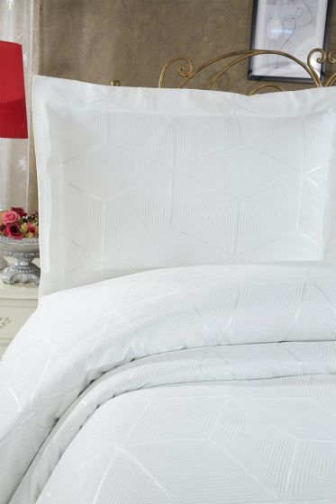 Verona Bedspread Set 3pcs, Coverlet 240x260, Pillowcase 50x70, Double Size, Cream