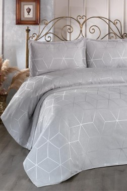 Verona Bedspread Set 3pcs, Coverlet 240x260, Pillowcase 50x70, Double Size, Gray - Thumbnail