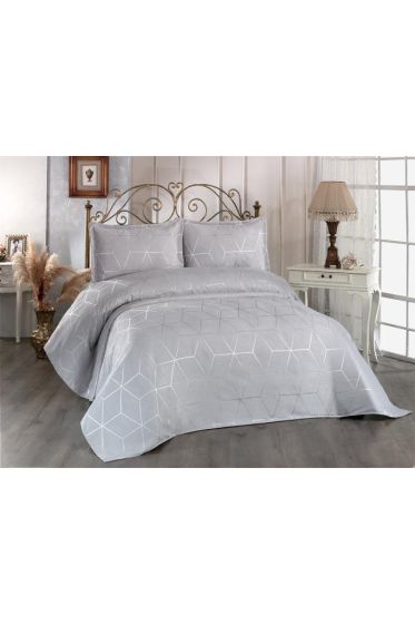 Verona Bedspread Set 3pcs, Coverlet 240x260, Pillowcase 50x70, Double Size, Gray