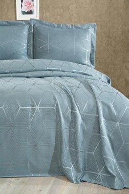 Verona Bedspread Set 3pcs, Coverlet 240x260, Pillowcase 50x70, Double Size, Green - Thumbnail