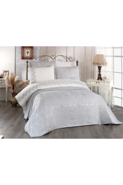 Verona Bridal Set 7pcs, Coverlet 240x260, Sheet 240x260, Duvet Cover 200x220, Pillowcase 50x70, Double Size, Gray - Thumbnail