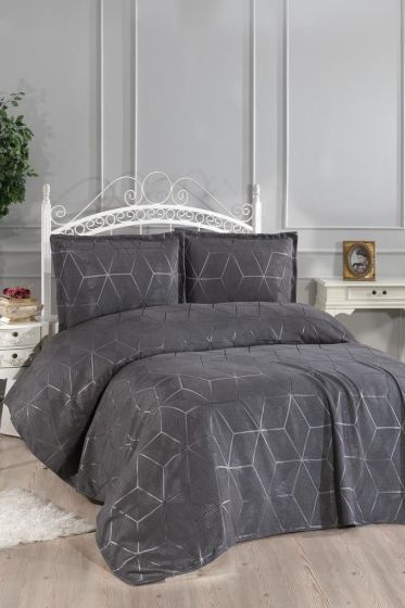 Verona Full Size Bedspread Set 3pcs, Coverlet 240x260, Pillowcase 50x70, Double Size, Antrachite