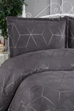 Verona Full Size Bedspread Set 3pcs, Coverlet 240x260, Pillowcase 50x70, Double Size, Antrachite - Thumbnail