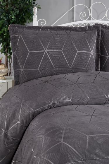 Verona Full Size Bedspread Set 3pcs, Coverlet 240x260, Pillowcase 50x70, Double Size, Antrachite