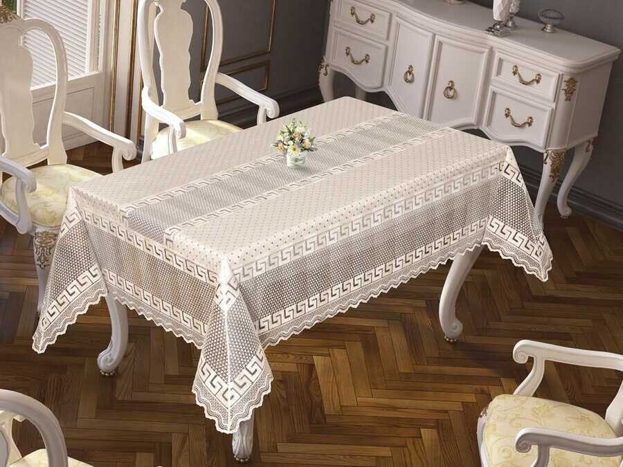 Dowry World - Versage Jacquard Table Cloth Cream 160x220 Cm Dowry World - Versage Jacquard Table Cloth Cream 160x220 Cm