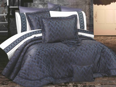 Cotton Box - Victoria 11 Piece Fiber Filled Luxury Dowery Set Navy Blue Cotton Box - Victoria 11 Piece Fiber Filled Luxury Dowery Set Navy Blue