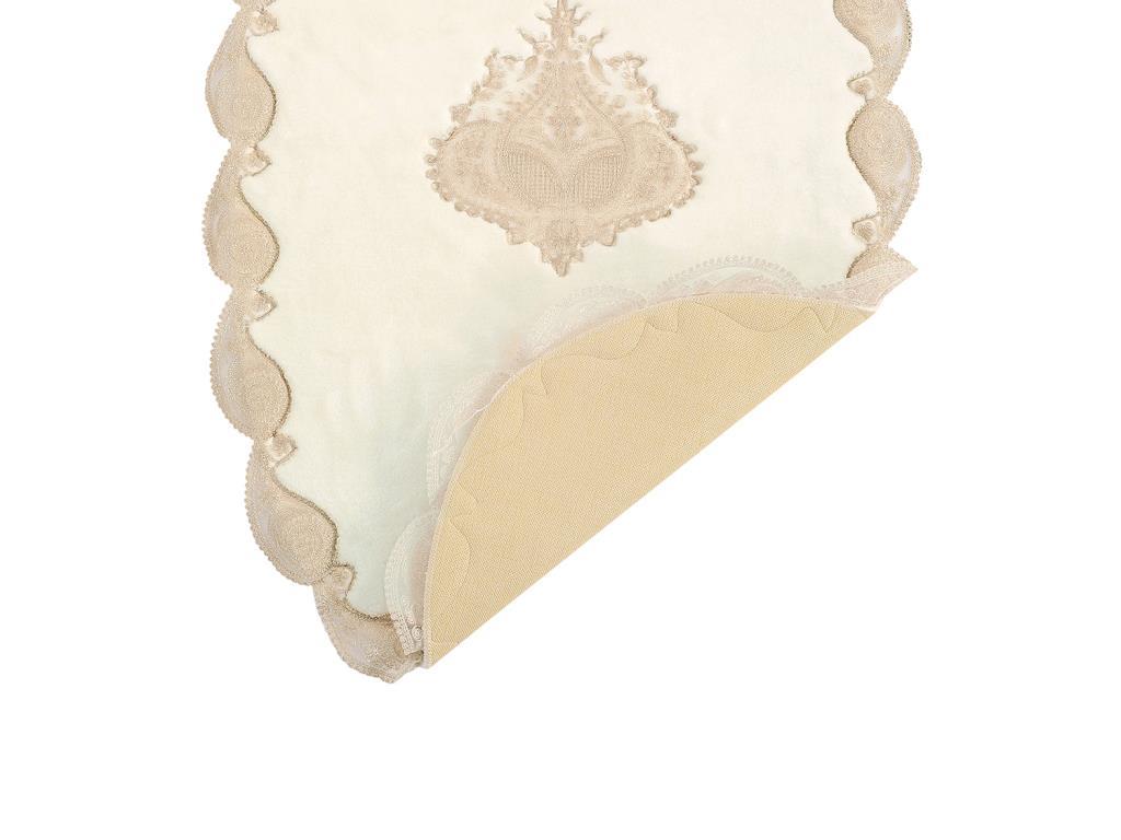 Vilma French Guipure 2 Pcs Bath Mat Set - Cream Gold - Thumbnail