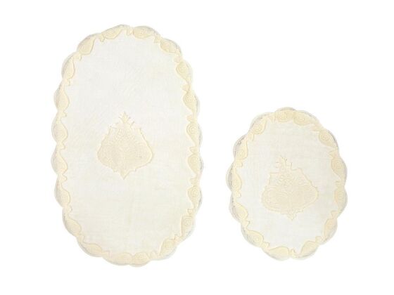 Vilma French Guipure 2 Pcs Bath Mat Set Cream Cream