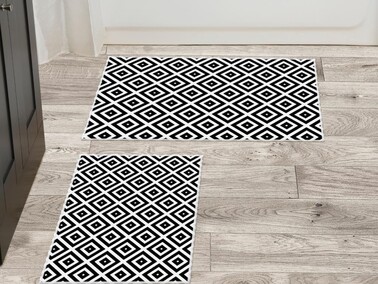 Vintage Set of 2 Bath Mats Black - Thumbnail