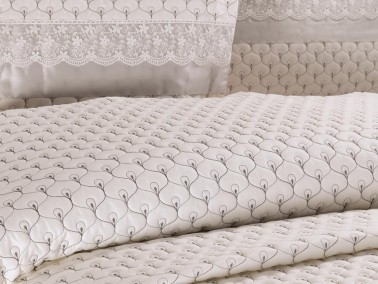 Violet Quilted Double Bedspread Navy Gray - Thumbnail