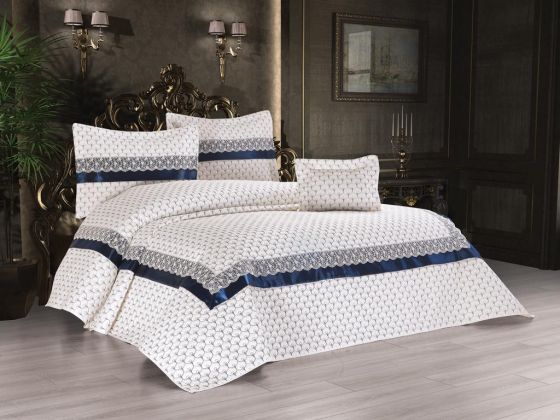 Violet Quilted Double Bedspread Navy Navy Blue