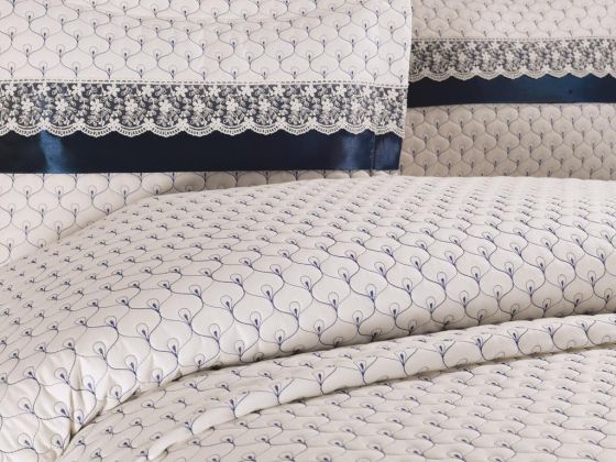 Violet Quilted Double Bedspread Navy Navy Blue