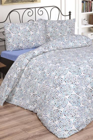 Vivi Bedding Set 3 Pcs, Duvet Cover, Bed Sheet, Pillowcase, Queen Size, Self Patterned, Wedding, Daily use Blue