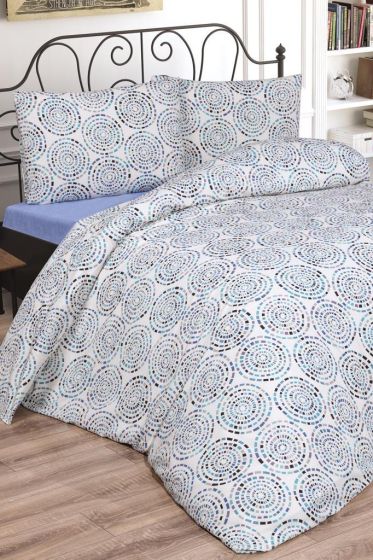 Vivi Bedding Set 4 Pcs, Duvet Cover, Bed Sheet, Pillowcase, Double Size, Self Patterned, Wedding, Daily use Blue
