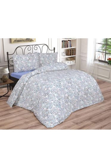 Vivi Bedding Set 4 Pcs, Duvet Cover, Bed Sheet, Pillowcase, Double Size, Self Patterned, Wedding, Daily use Blue