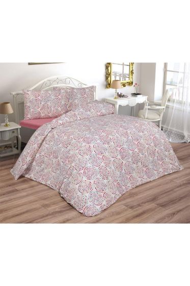 Vivi Bedding Set 4 Pcs, Duvet Cover, Bed Sheet, Pillowcase, Double Size, Self Patterned, Wedding, Daily use Red